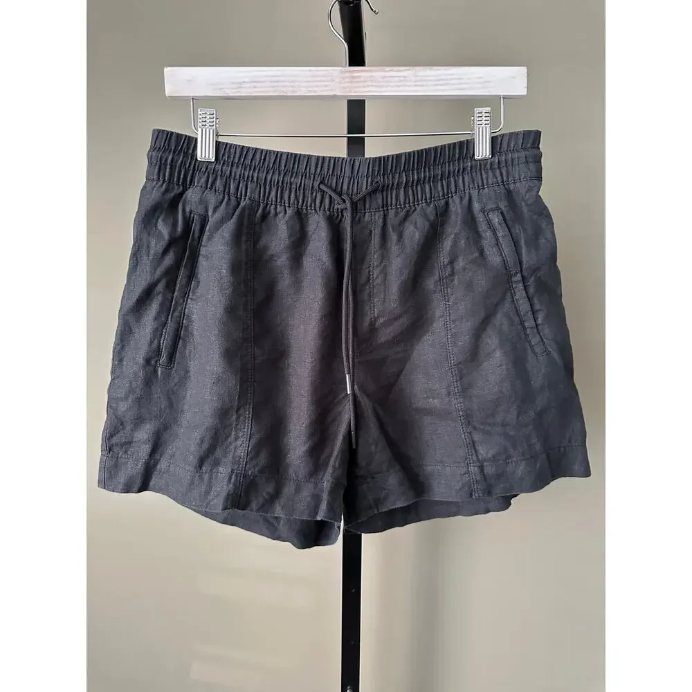 Athleta Retreat Linen Mid Rise 4" Short Black Small - Picture 2 of 4
